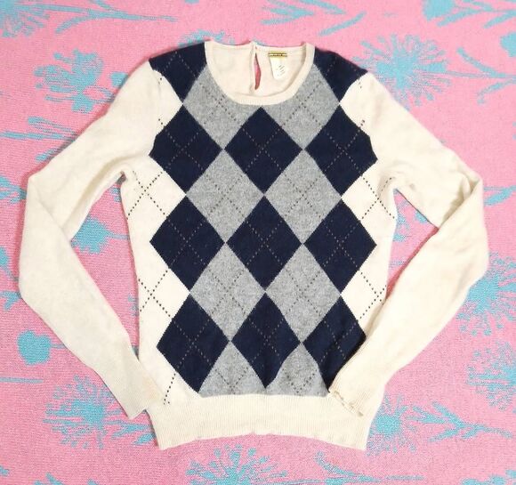 J.crew Sweaters - J.crew womens xsmall sweater cashmere argyle preppy cream gray
